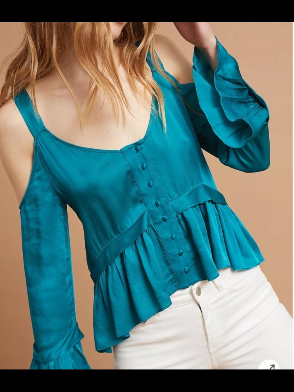 NWT Anthropologie Bygones Open-Shoulder Blouse- SIZE XS